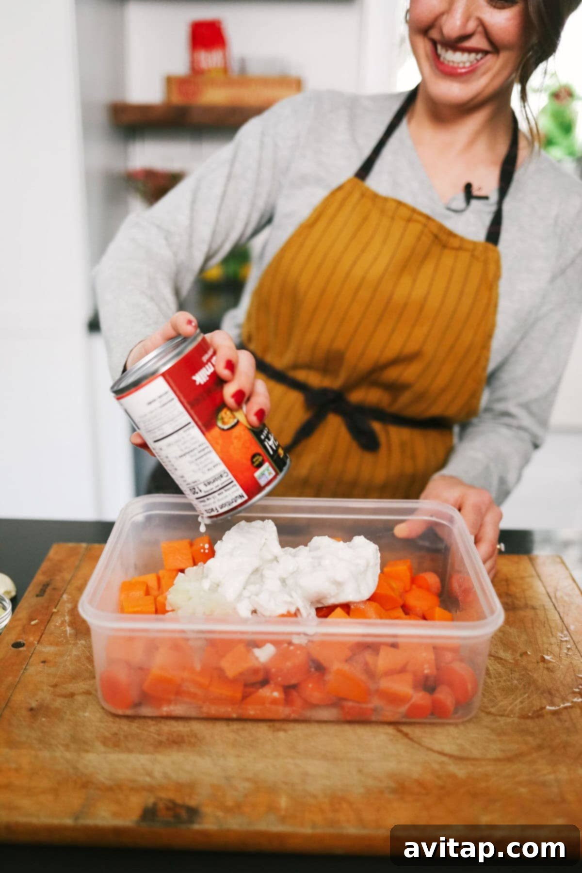 Instant Pot Sweet Potato Carrot Ginger Soup, garnished and ready to serve.