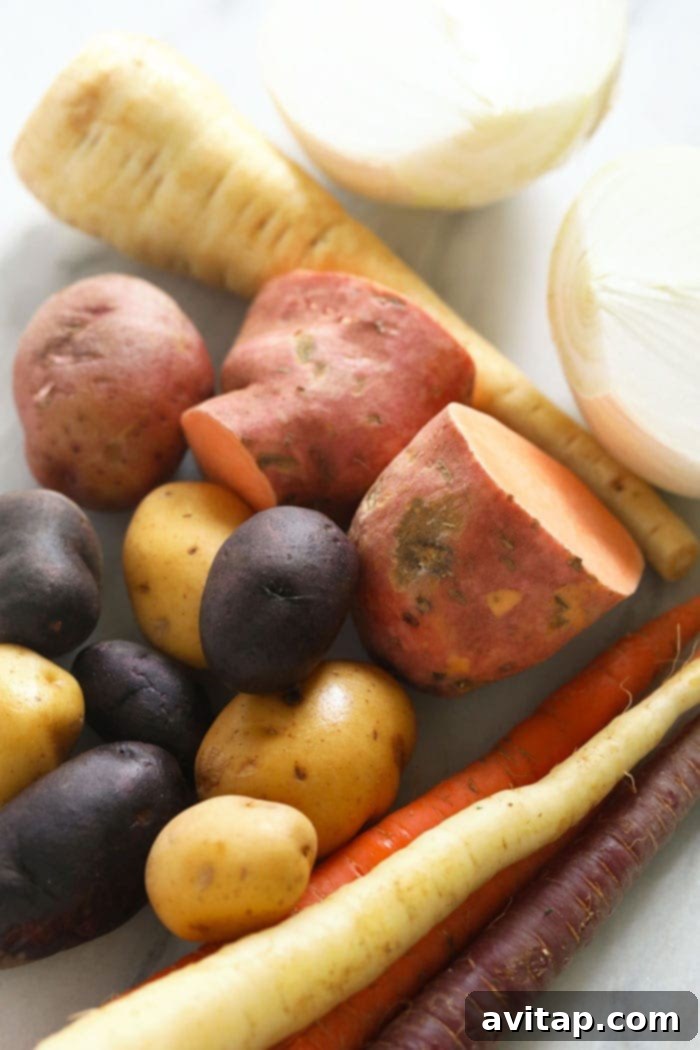 Assortment of vibrant root vegetables for long-lasting storage