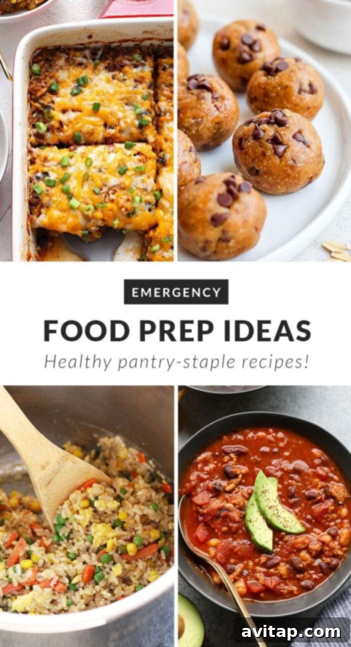 Diverse healthy meal ideas for emergency food preparation