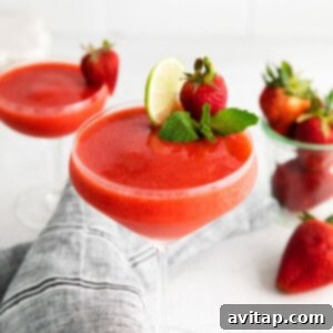 Tropical Strawberry Escape 3 strawberry daiquiri in glass