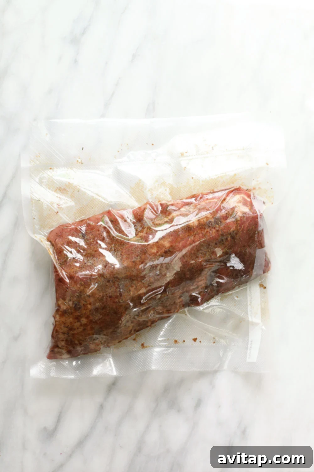 Sous vide ribs in a food saver bag, ready for the water bath.