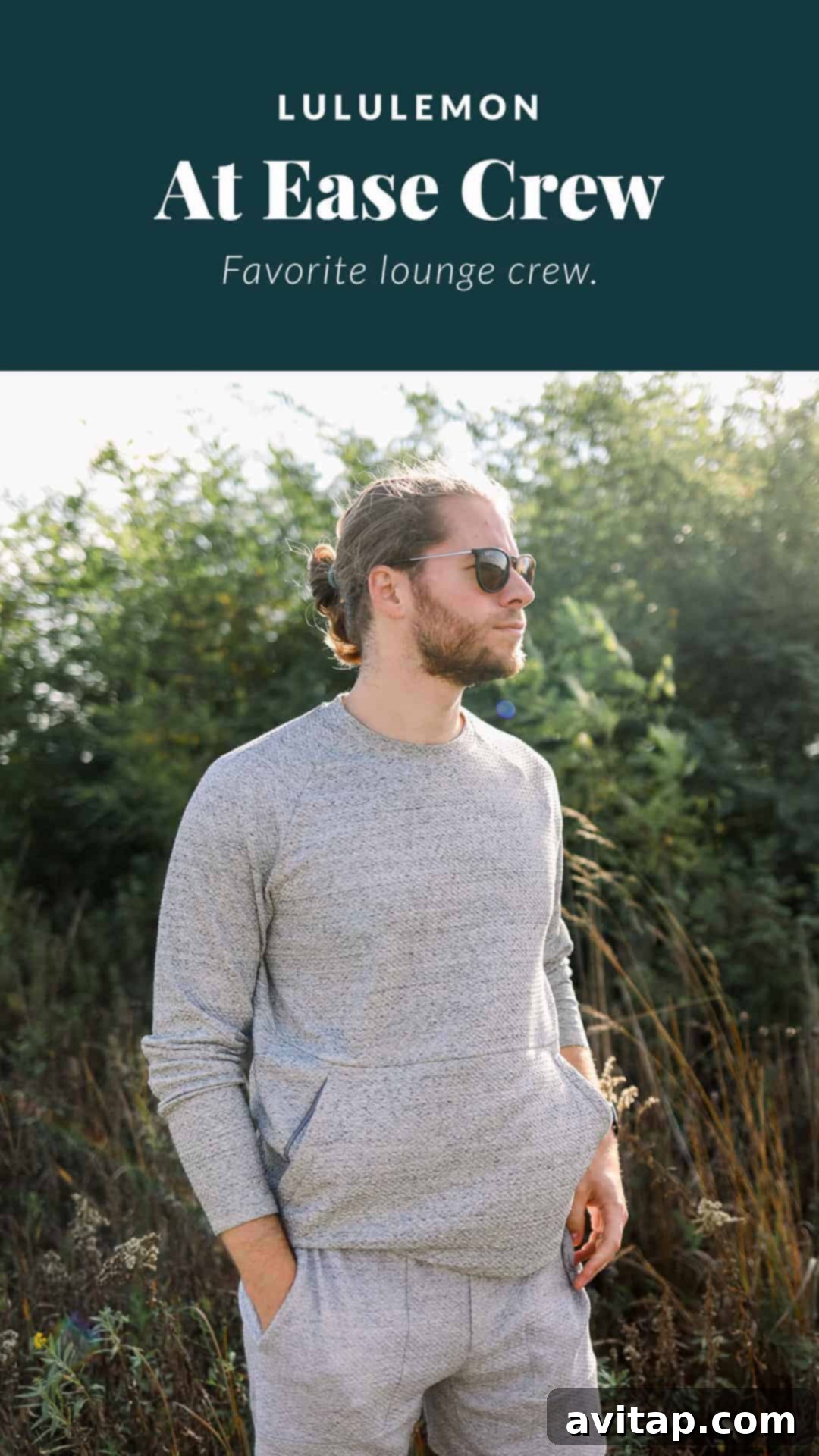 man wearing a lululemon grey sweatshirt