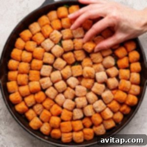 Lining with tater tots