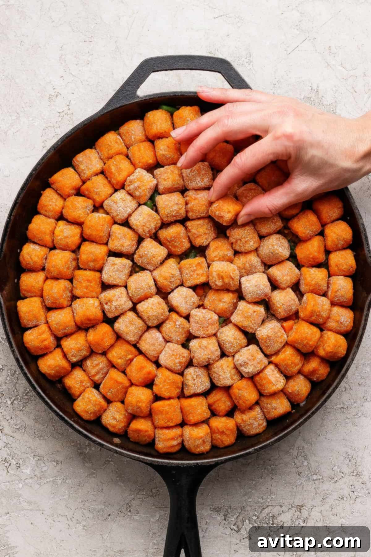 Adding tater tots
