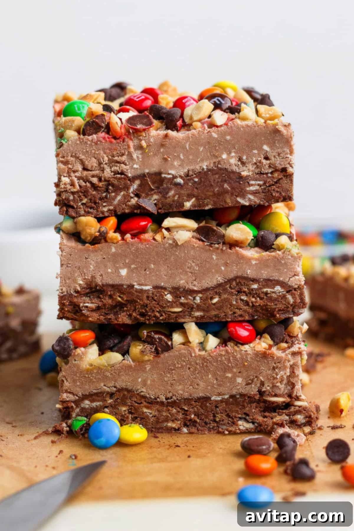 No-Bake Cottage Cheese Dream Bars 7 Finished cottage cheese cheesecake bars with toppings