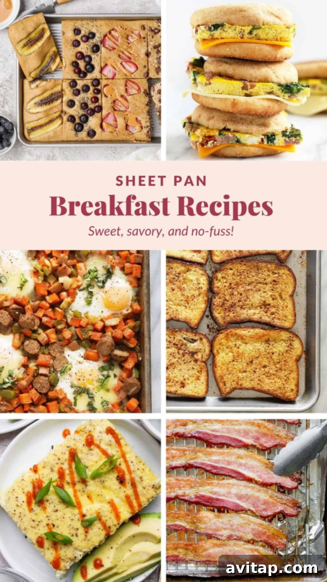 Collage of sheet pan breakfast recipes