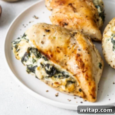 Spinach stuffed chicken breast.