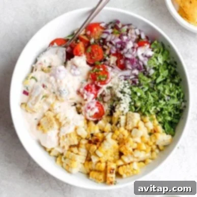 Game Changing Street Corn Recipes 9 A delicious bowl of Mexican street corn salad, also known as esquites.