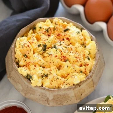 Healthy egg salad in a bowl.