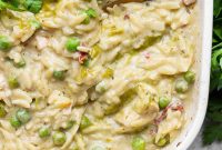 Dump-and-Bake Chicken Pesto Orzo for Busy Weeknights